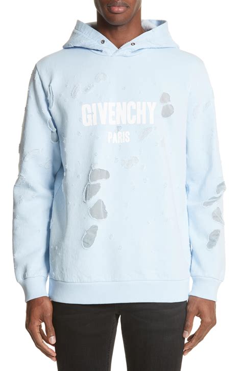 givenchy paris sweatshirt blue|Givenchy men's destroyed hoodie.